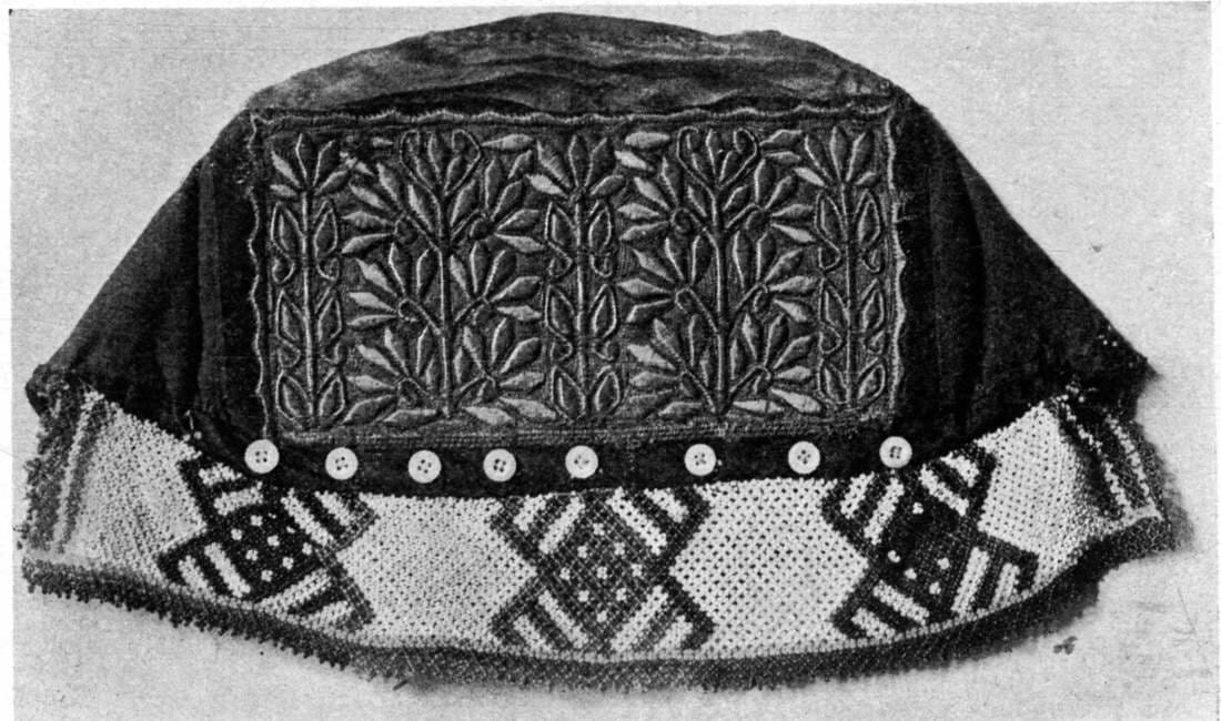 7. Часть сороки с бисером налобником, шитье — золотой ниткой