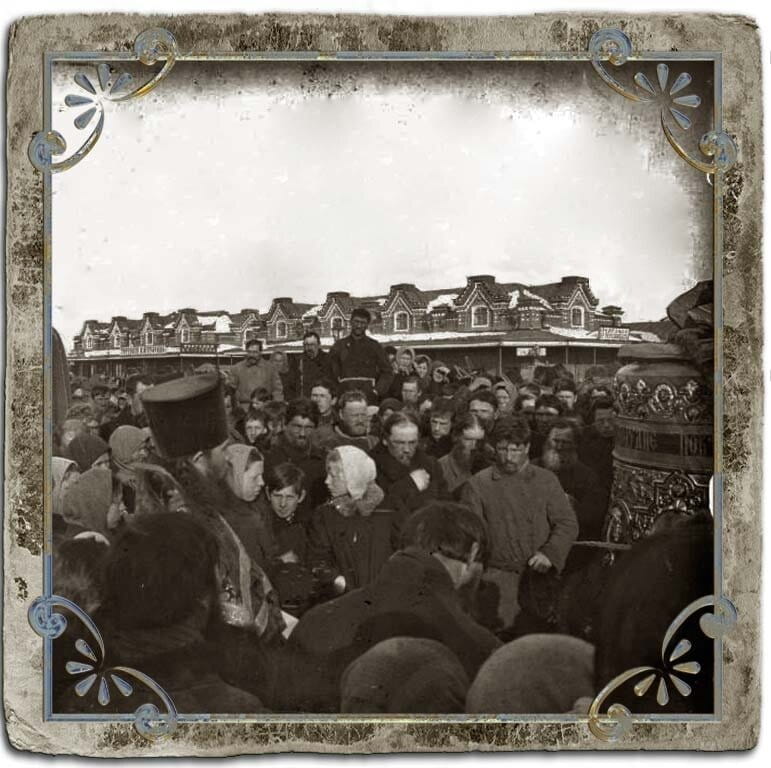 Молебен перед отправкой колокола, торговая площадь,1907 год