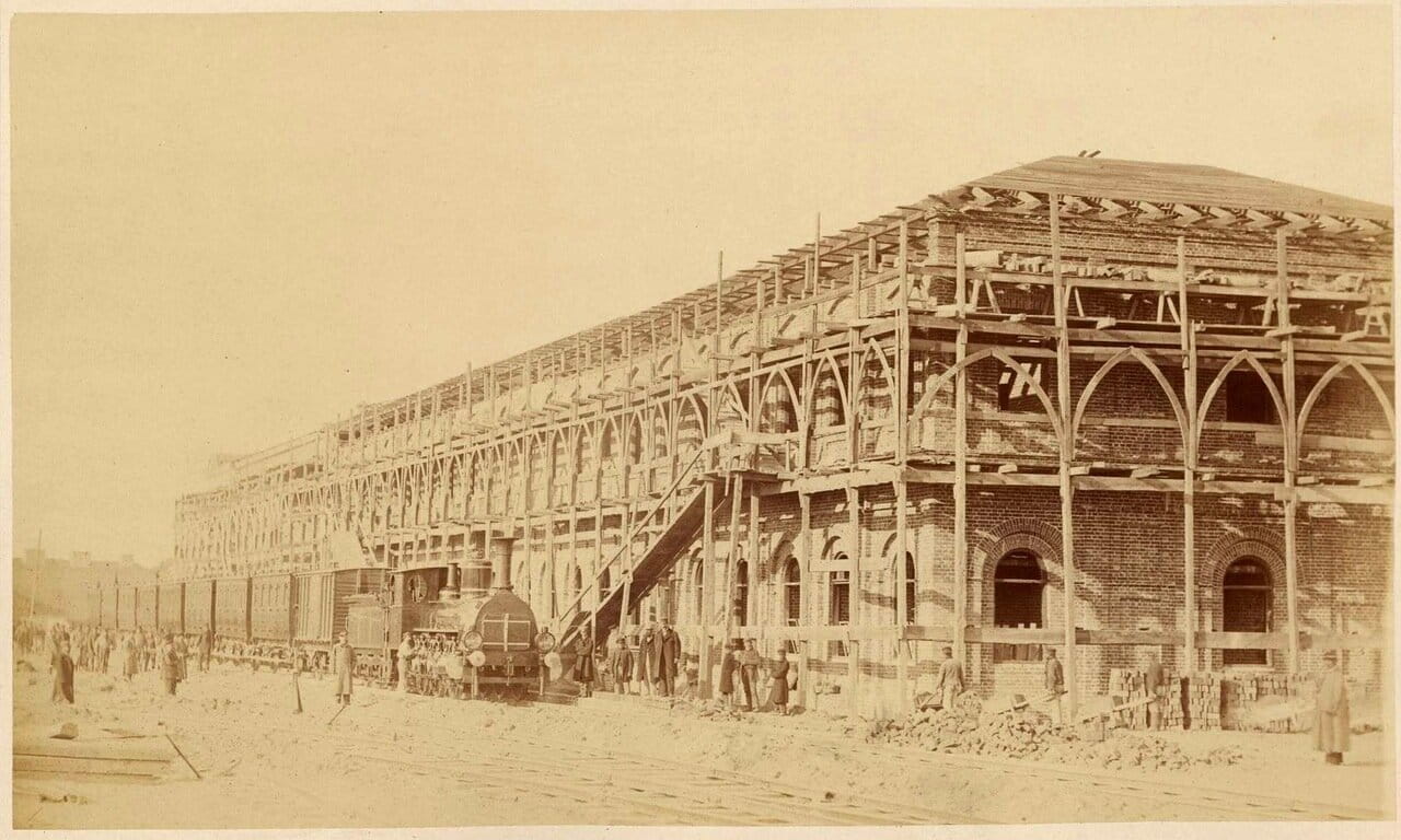 Строительство железнодорожной станции в Варшаве, 1868