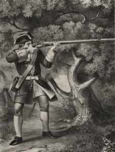 Рядовой армейского пех. полка в 1720—32 гг. Литография из книги XIX в.