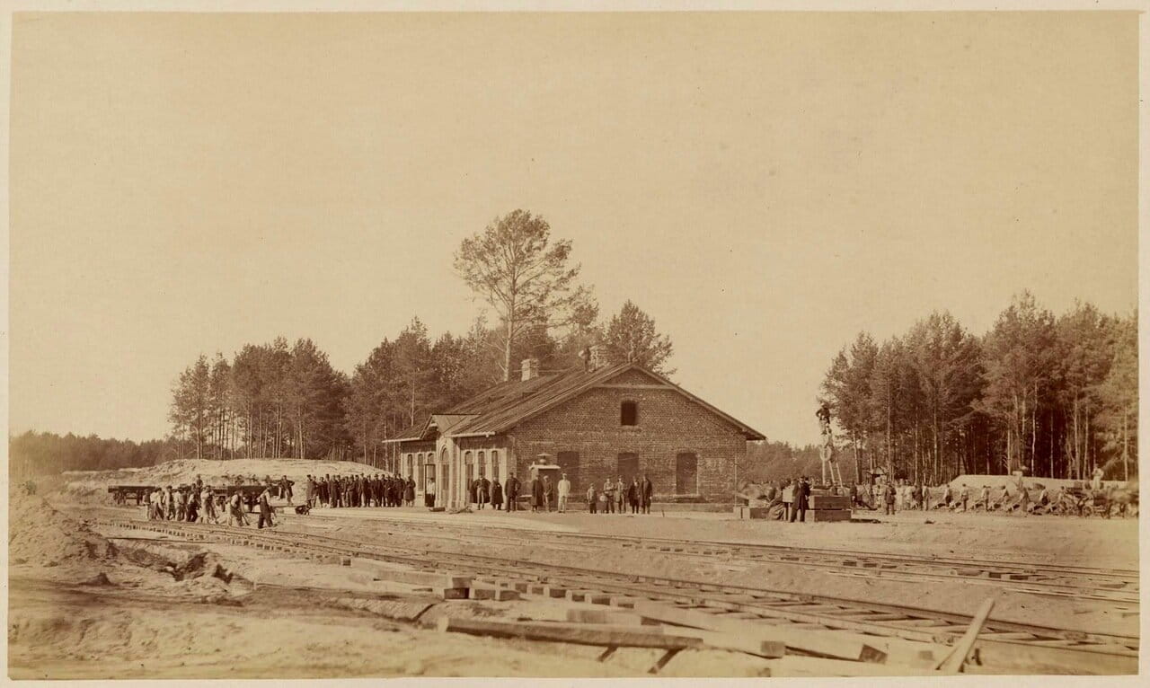 Строительство железнодорожного вокзала в Минске, 1868