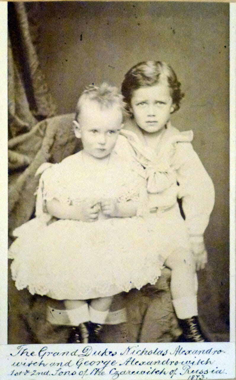 Будущий Николай II и его брат Георгий 1873 г.