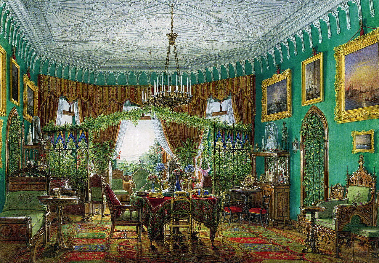 Интерьеры гостиной во дворце Котедже близ Петергофа, 1855